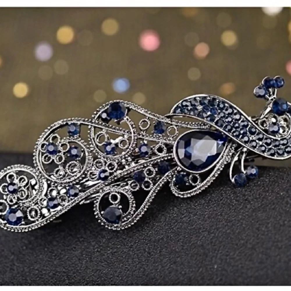 Single Hair Accessories Barrettes For Women Crystal Butterfly Peacock Fl…